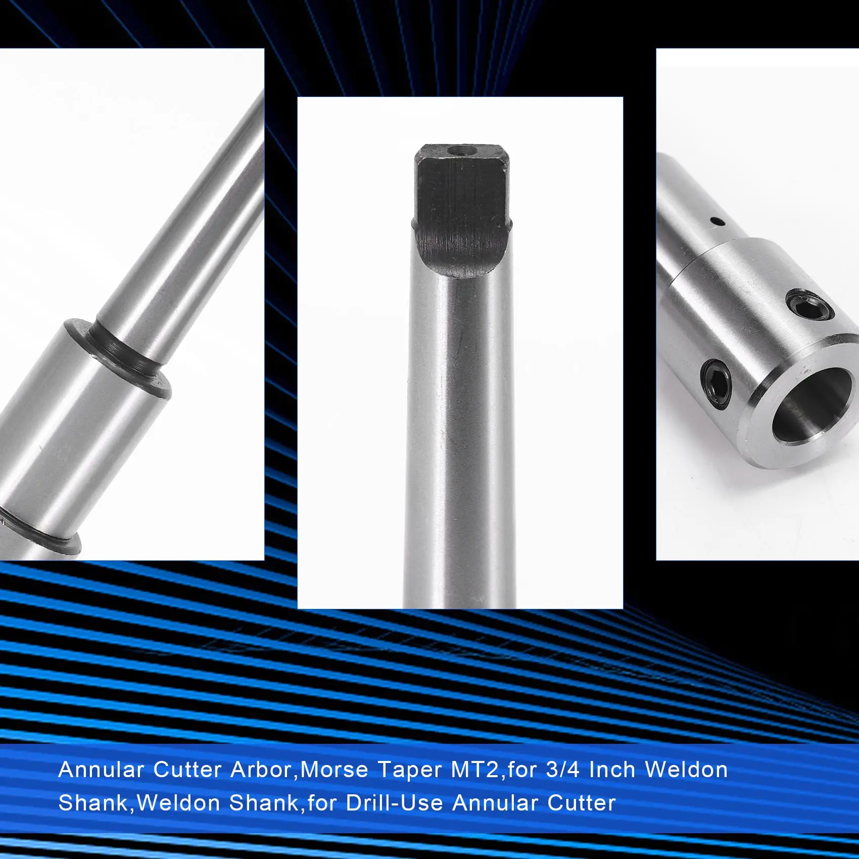 Annular Cutter Arbor with Morse Taper MT2 for 3/4 Inch Weldon Shank Annular Cutters Extension on Drill Press