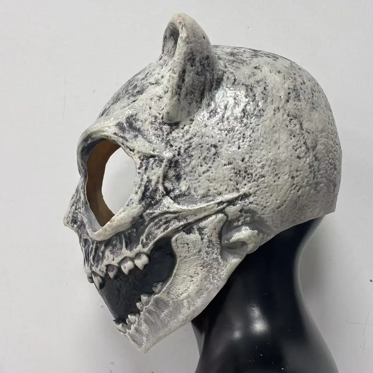 Realistische Katzenschädel-Maske Gruselige Tiermaske Horror-Cosplay-Kostüm-Requisite für Halloween-Party Maskerade – Detail 5