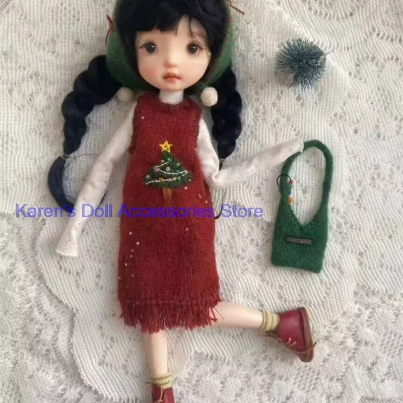

3pcs Christmas style 2026 Dress + hat + bag for Landoudou/Blythe/ob22/ob24 Doll