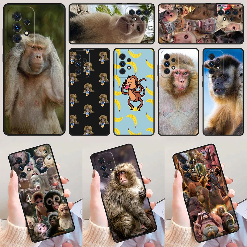 Monkey Sipping Meme For Samsung Galaxy A52 A72 A73 A20e A21S A50 A70 A11 A12 A42 A31 A40 A51 A71 A32 A80 A91 Phone Case