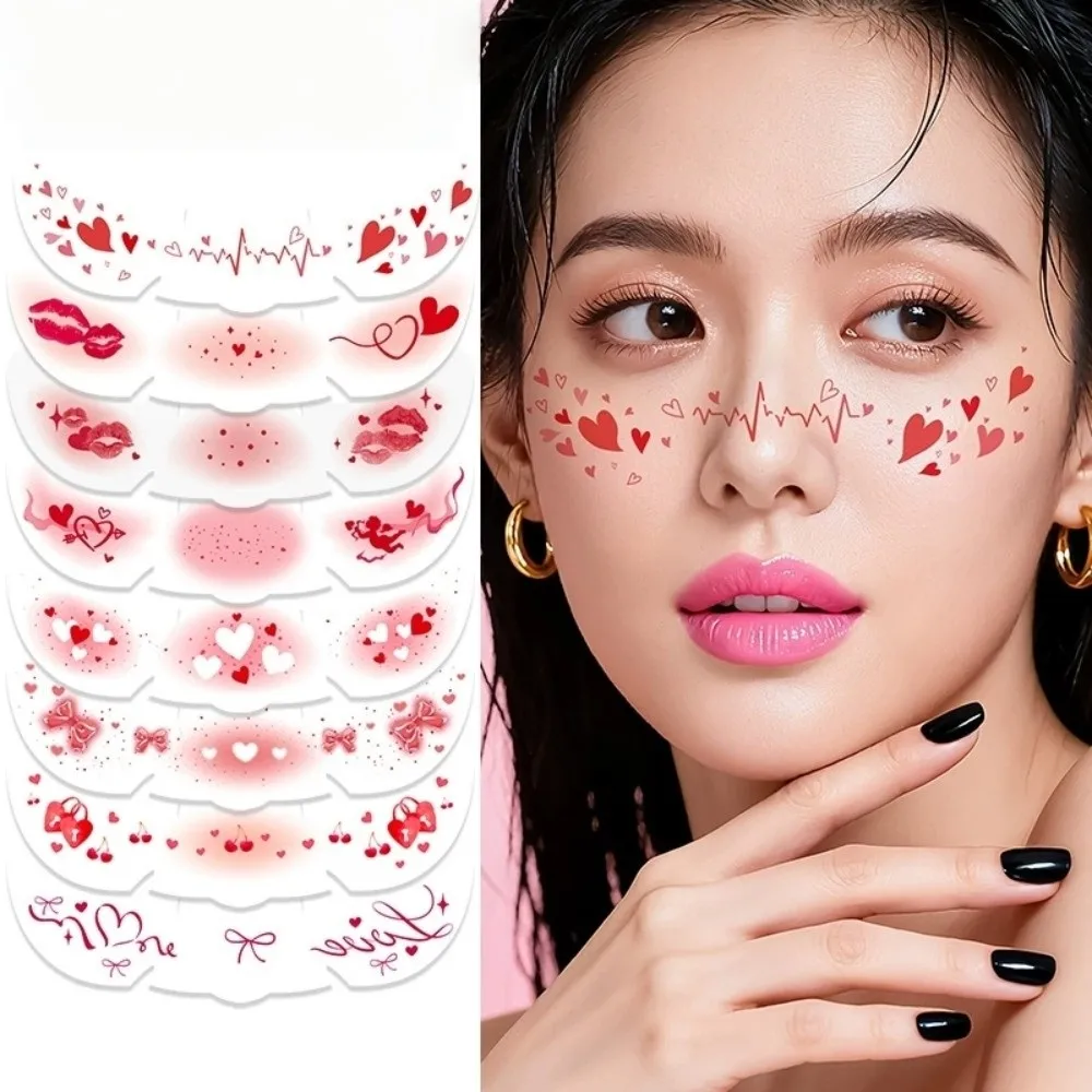 

8pcs Bow Waterproof Freckles Blush Stickers Long Lasting Disposable Face Temporary Tattoos Facial Art Makeup Stickers Live House