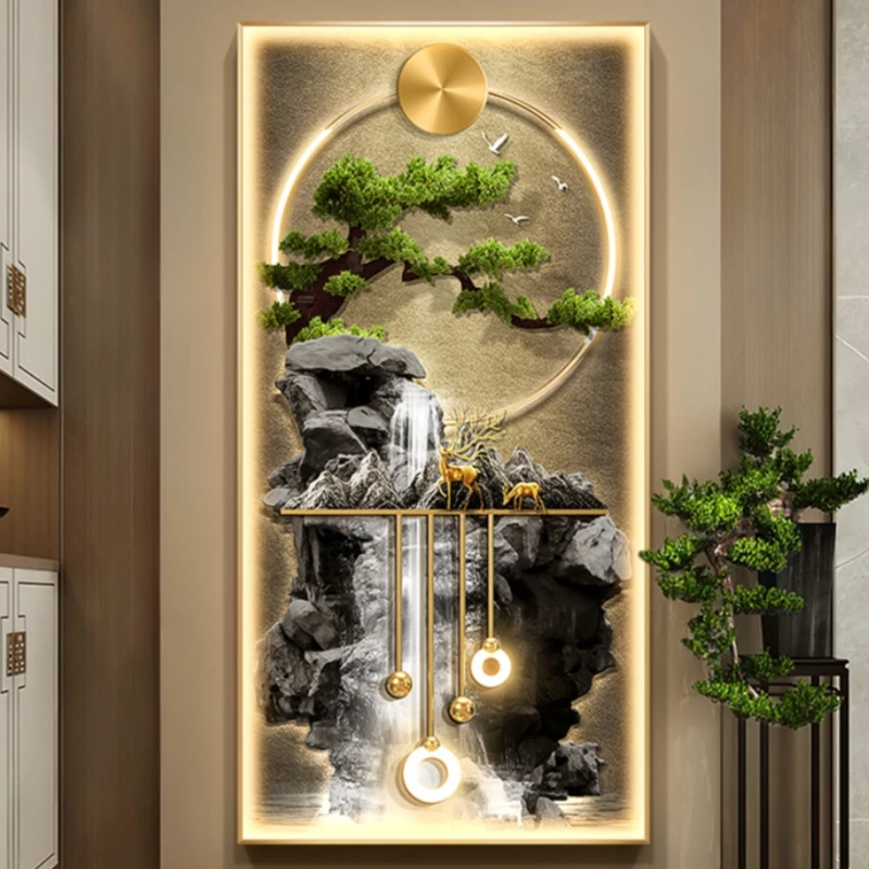 Modern LED Wall Lamp Crystal Porcelain  For Corridor Green Plant Indoor Living Room Home Decoration Hanging Painting Mural Light