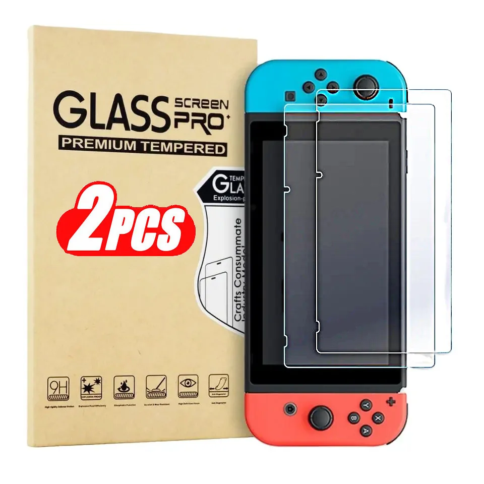 2 Stück Nintendo Switch Displayschutzfolie aus gehärtetem Glas