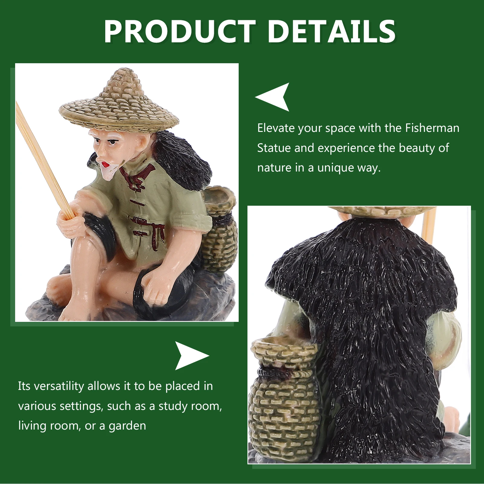 

Miniature Fisherman Sculpture PVC Realistic Lightweight Aquarium Adornment Bonsai Landscape Home Office Desktop Decoration