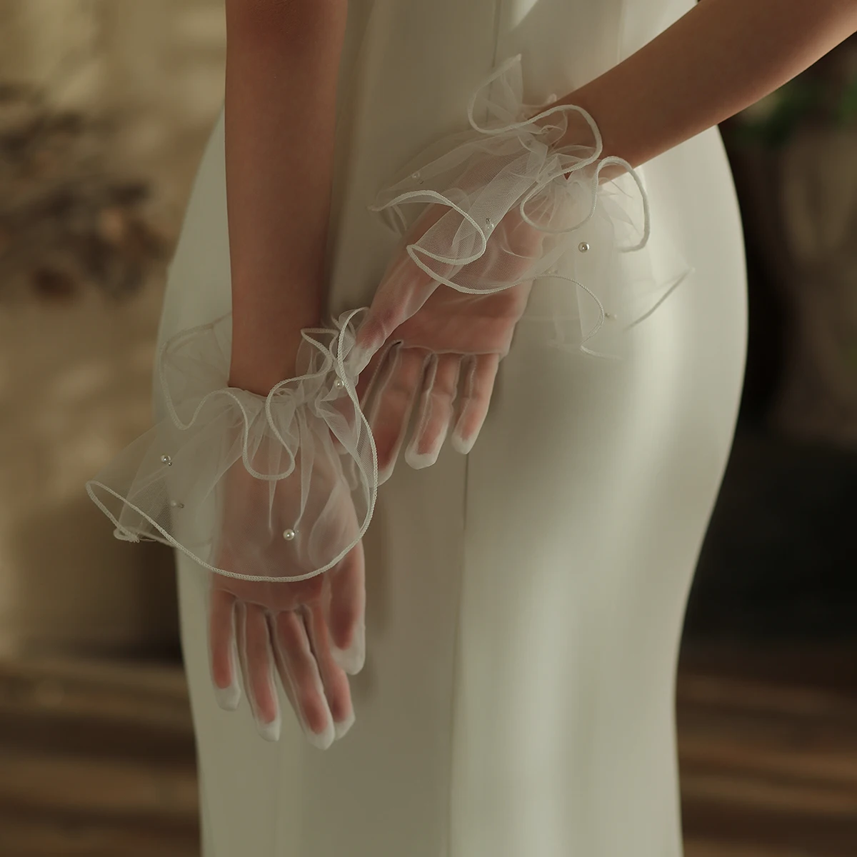 

WG142 White Elegant Satin Wedding Gloves Short Bridal Wedding Dress Dress Photography Evening Wedding Accessories