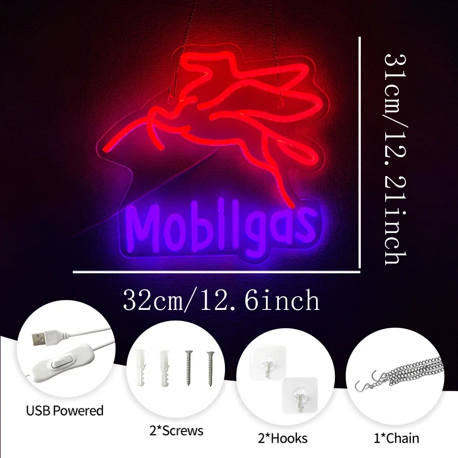 Gasoline Neon Sign for Gas Station Personalized Led Sign for Man Cve Neon Sign for Garage,Auto Repair Shop,Birthday Gift