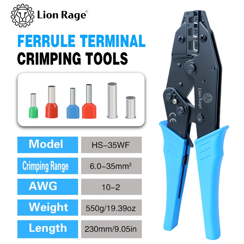 Ratschen-Crimpzange für Aderendhülsenklemmen und -hülsen – professioneller Drahtcrimpzange mit Ratschenmechanismus HS-10WF 35WF – Detail 2