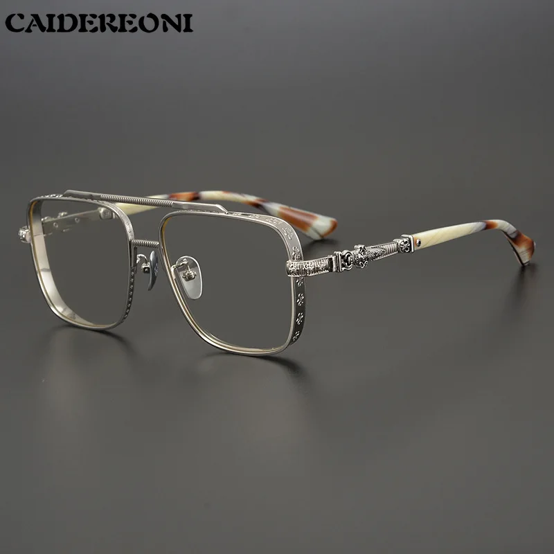 CAIDERONI New Fashion Luxury Men's Pilot Pure Titanium Square Glasses Frames High-quality Men's Optical Prescription Eyeglasses