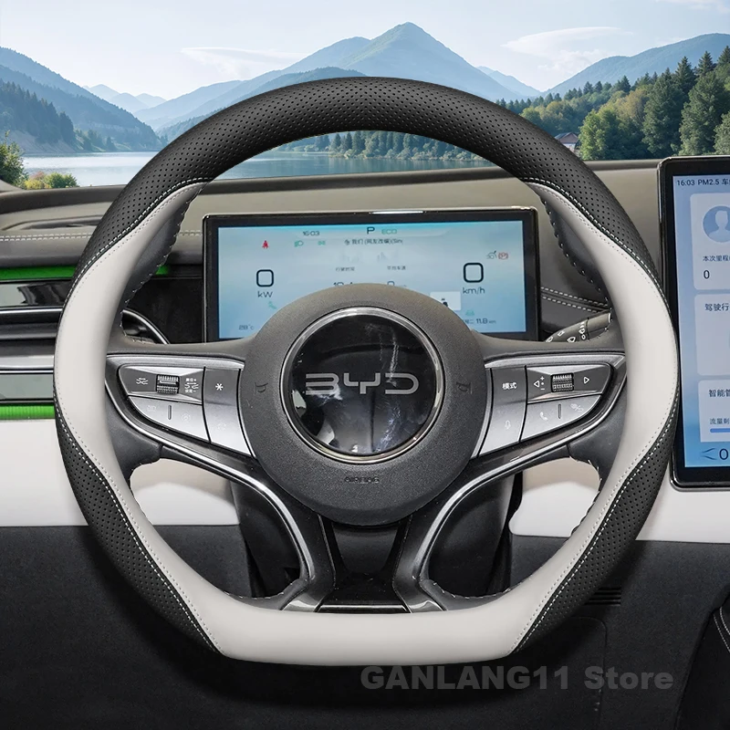 

Summer Car Steering Wheel Cover For BYD SEAL U Dolphin ATTO 2 3 4 Sealion 6 7 Auto Leather Steering Wheel Interior Accessories