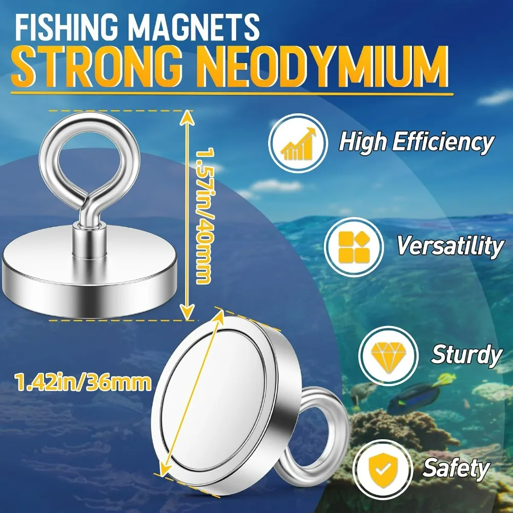 1-10 Pcs Neodymium Magnets Super Powerful Magnets Neodymium Magnets Hooks Salvage Strong Magnet for Magnetic Fishing Magnet