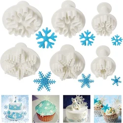 Snowflake Cookies Biscuit Mold Fondant Sugarcraft Plunger Cookie Cutters Xams Snow Cupcake Cake Decorating Tool Christmas