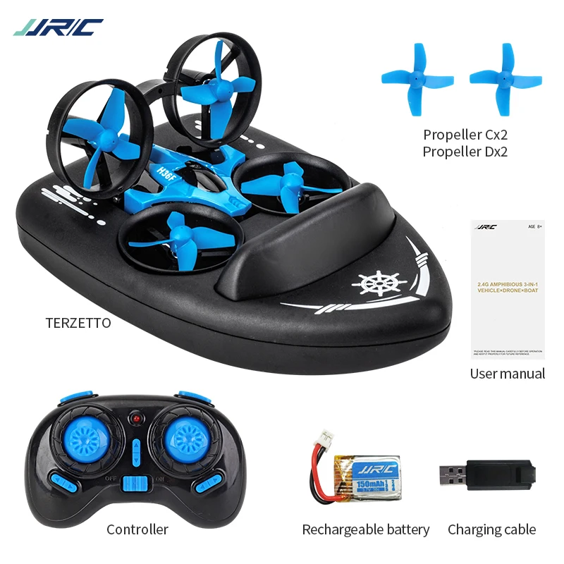Sea, land, and air flight 3-in-1 JJRC H36F mini drone, unmanned mode, 360 ° roll 2.4G 6-axis quadcopter ship RC children's toy