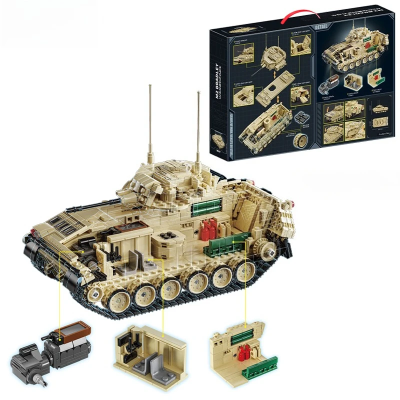 12GO 96007 M2 Bradley Panzerfahrzeugmodell 1862 Stück Bausteinset Militärmodell DIY Spielzeug für Weihnachtsgeschenke