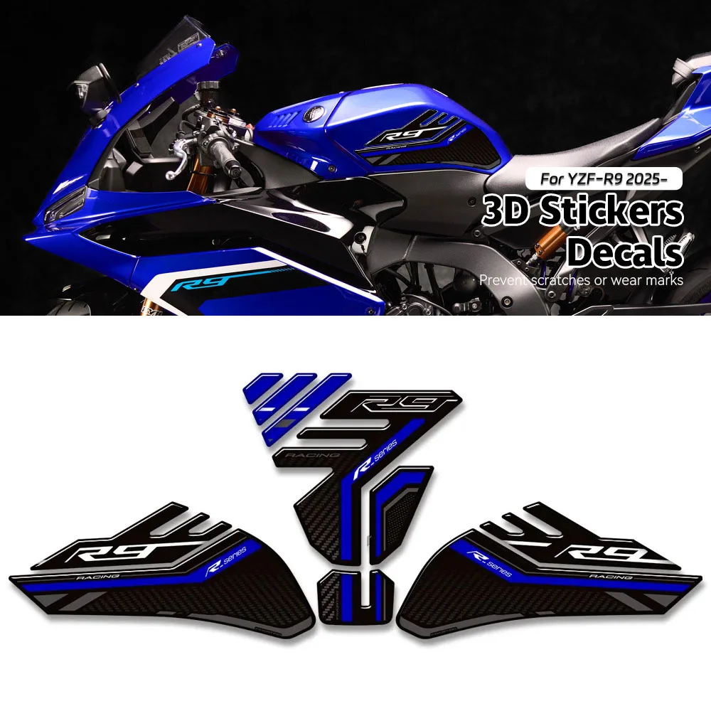 Image of Für Yamaha YZF-R9 YZF R9 YZF R9 2025 2026 Motorrad 3D Tank Pad Gas Kraftstoff Schutz Aufkleber Aufkleber