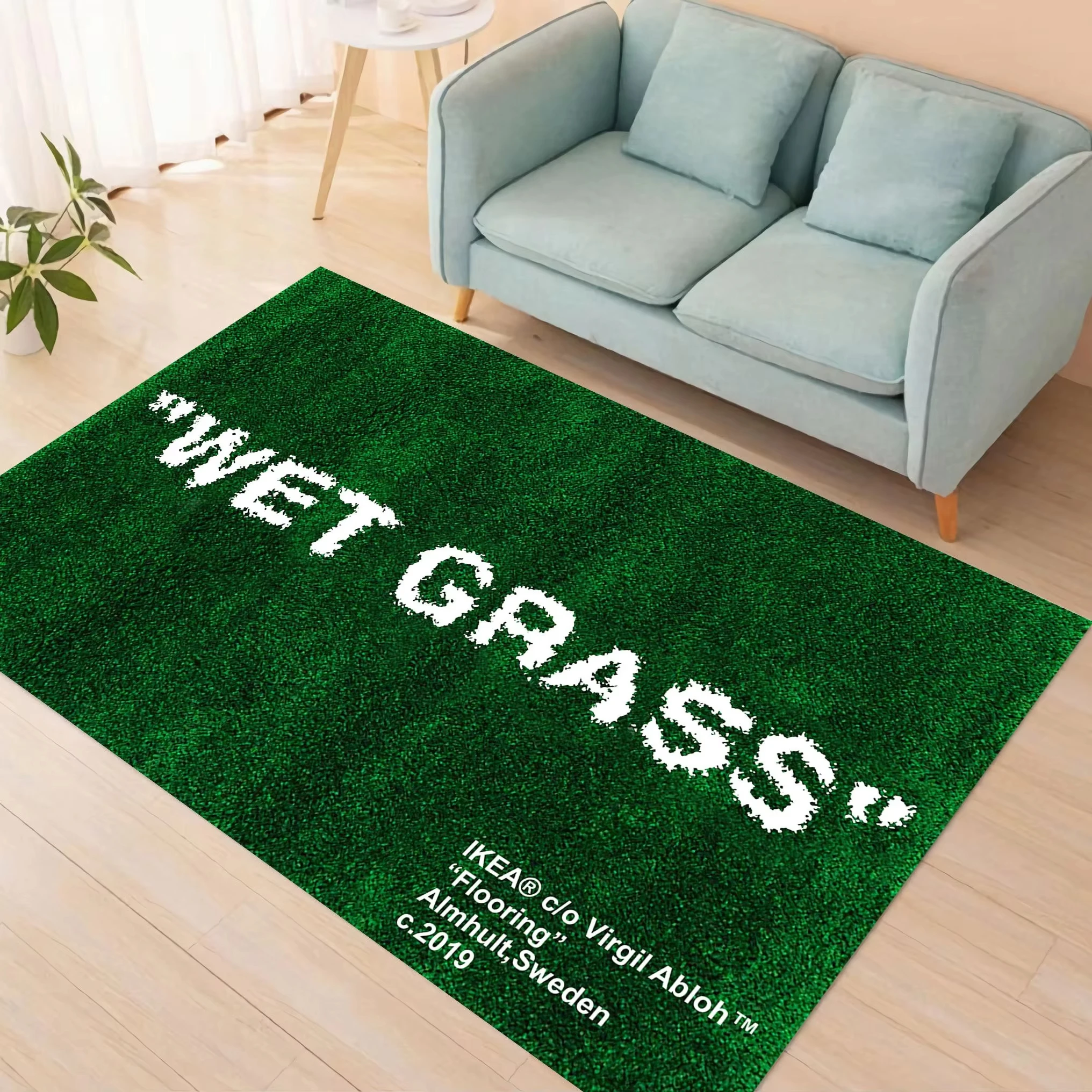 

Carpet Soft Grass Looking Wet Grass Rug Grass Pattern Imitation Cashmere Carpet for Living Room Mat Absorbs Water Plush Bedroom