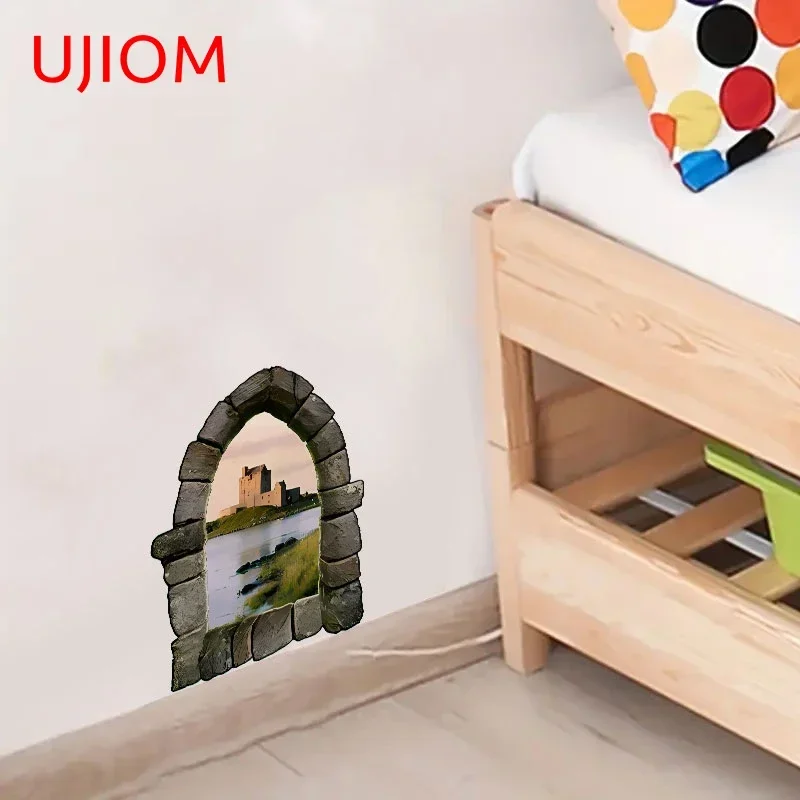 UJIOM 13cm X 9.9cm Cute Door Anime Wall Stickers Creativite Vinyl Wardrobe Baby Nursery Room Decal Wallpapers Home Decoration