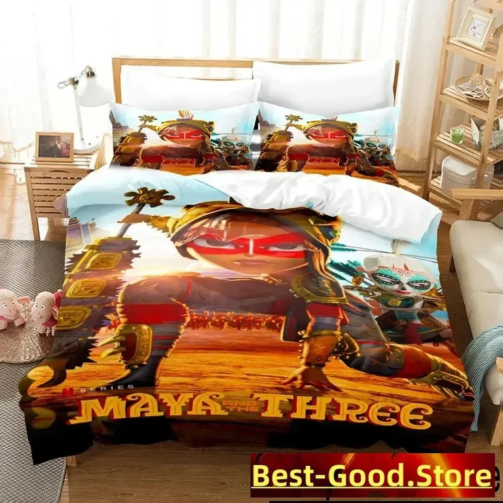 

3D Print Maya and Three Bedding Set Duvet Cover Bed Set Quilt Cover Pillowcase Comforter king Queen Size Boys Adult Bedding