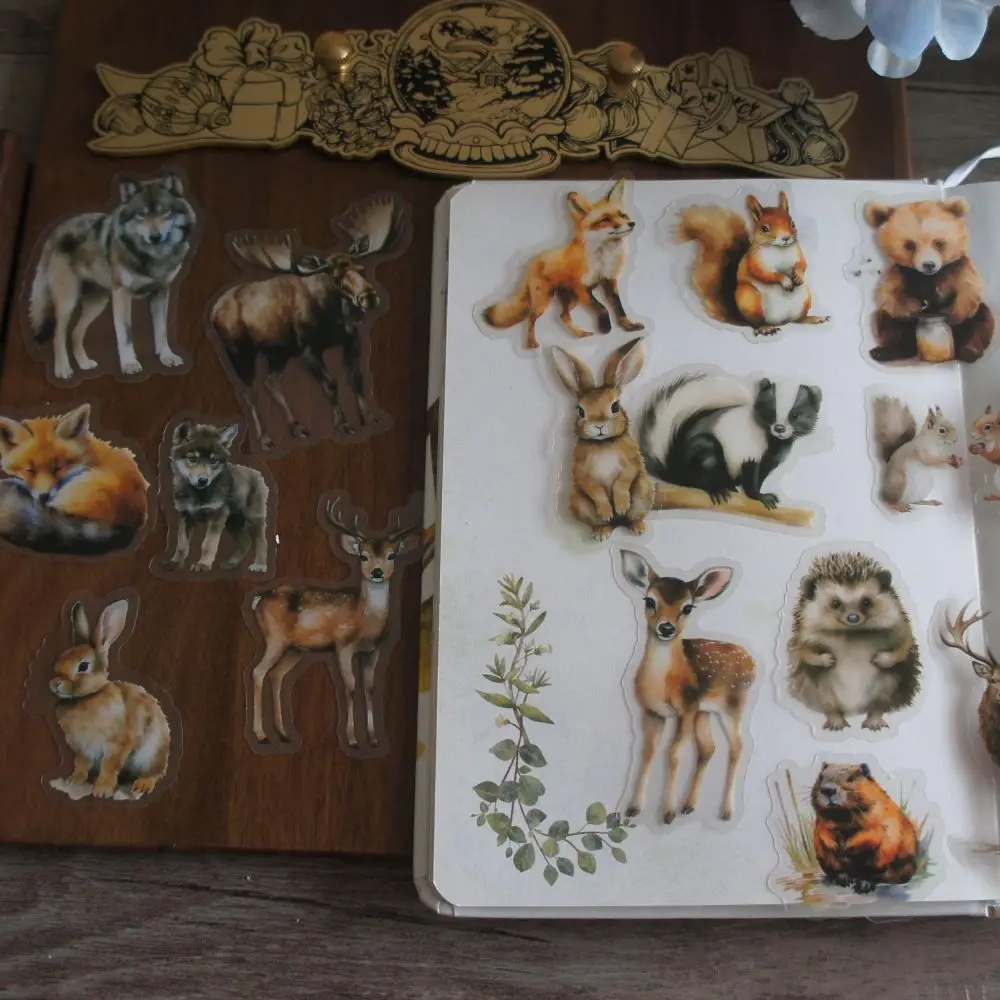 

24pcs Animal Plant Mountain Peak in The Forest Style PVC Sticker Scrapbooking DIY Gift Packing Label Decoration Tag