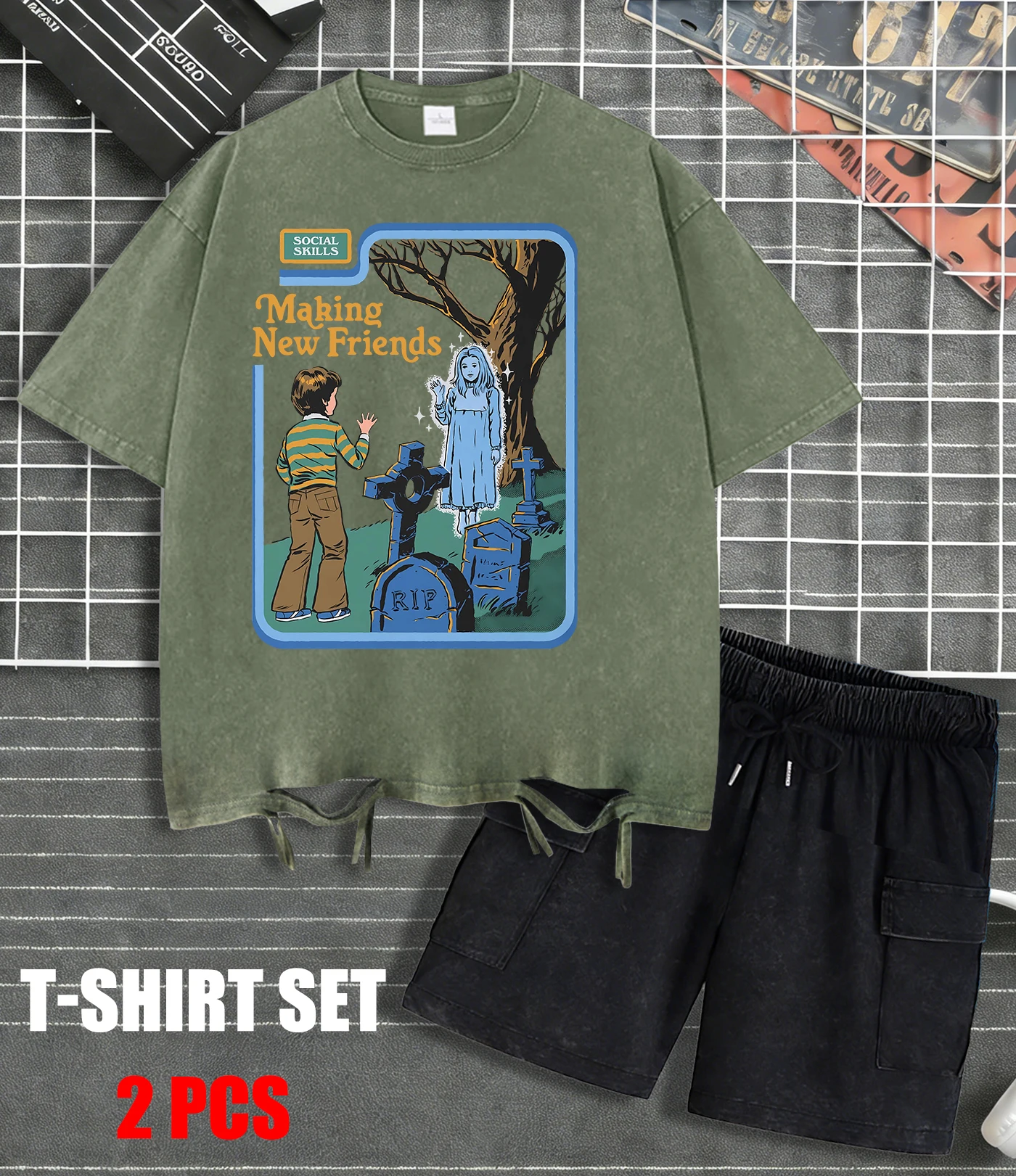 

Мужская футболка с принтом «Знакомство с новыми друзьями», летняя модная спортивная футболка из мягкого хлопка с эффектом потертости, унисекс, универсальная одежда