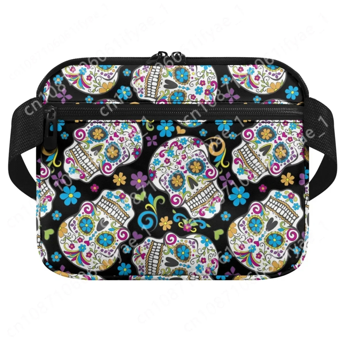 Sugar Skull-riñonera de diseño de terror para enfermera, bolso de cintura ajustable con múltiples bolsillos, portátil, práctico, paquete médico, regalo de Halloween, 2023