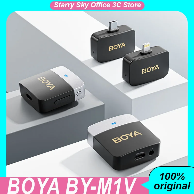 BOYA BY-M1V Wireless Lavalier Lapel Microphone Mobile Camera Live Streaming Noise Reduction Custom Microphone For Iphone Android