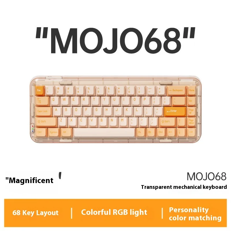 

Melgeek Mojo68 Magnificent 3 Mode Wireless Bluetooth Mechanical Keyboard Hot Swap Rgb Light Transparent Long Life Battery Gift