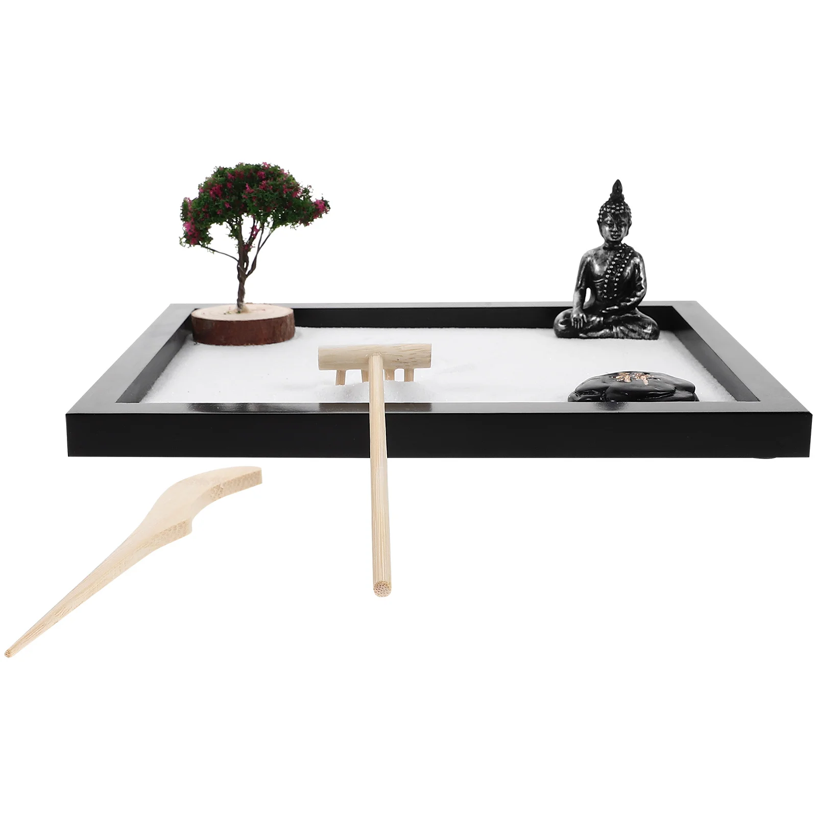 ชุดสวนเซนตั้งโต๊ะ 1 ชุด พร้อมพระพุทธรูป ของตกแต่งโต๊ะทราย สำหรับการทำสมาธิ ตกแต่งสำนักงาน ตกแต่งบ้าน จัดสวนขนาดเล็กในทราย