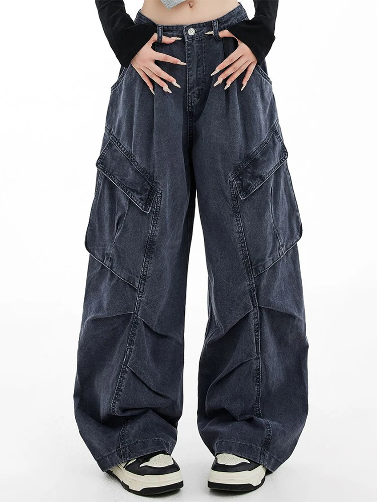 Jean Cargo Baggy pour Femme, Denim Esthétique des Années 90, Style Vintage Japonais, FJY2K, 2000, 2024