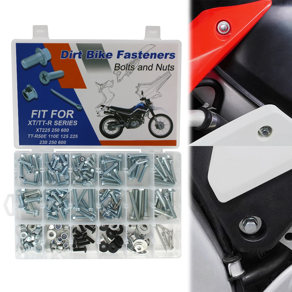 

250PCS Plastic Frame Fender Body Engine Bolts Kit For Yamaha TT-R50E TT-R110E TT-R125 TT-R225 TT-R230/250/600 XT225 XT250 XT600