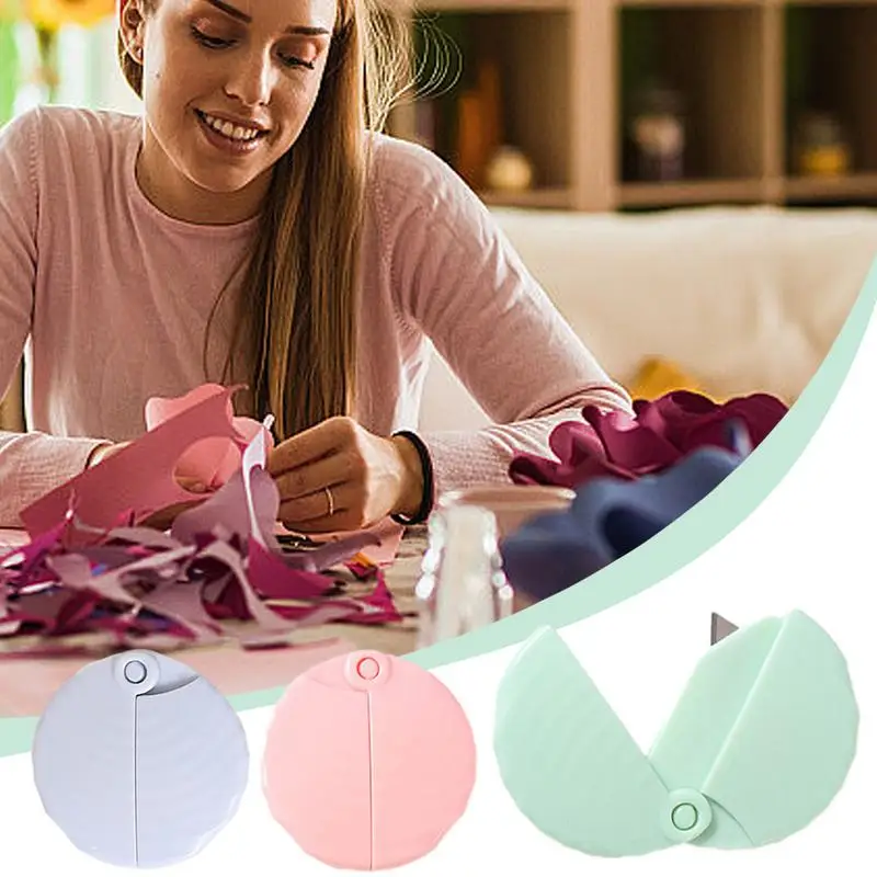 Art Knife Cute Record Shaped Mini Retractable Utility Knife DIY Tools Student Art Supplies Stationery Pocket Art