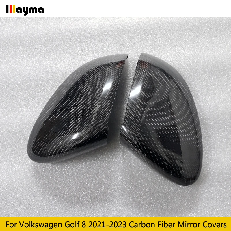 Carbon Fiber Mirror Covers For Volkswagen Golf 8 DSG R-Line 1.4T 2021 2022 2023 MK8 GTI 2.0T 1:1 Car Side Rearview Caps 2Pcs