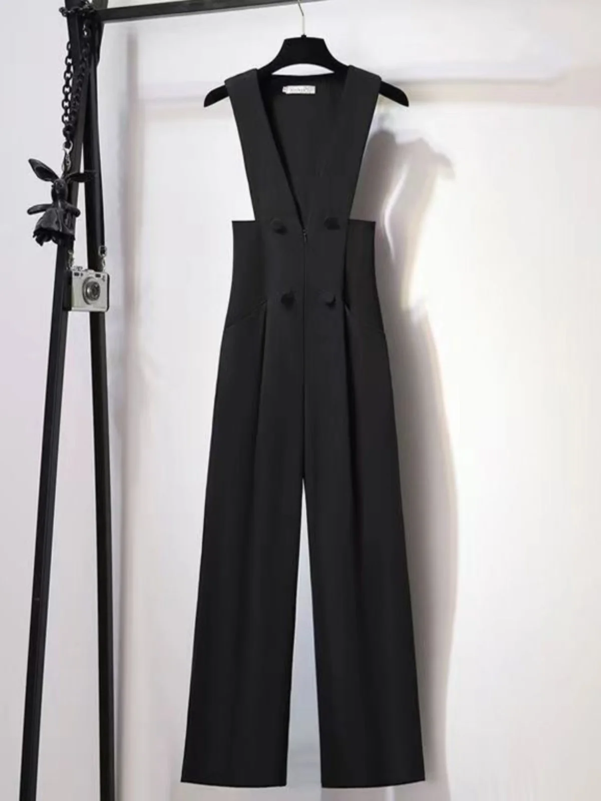 

Ele High Waist Wide Leg Jumpsuit Women's Spring Autumn New Design Slimming Belted Pants Casual Straight Cut Trousers