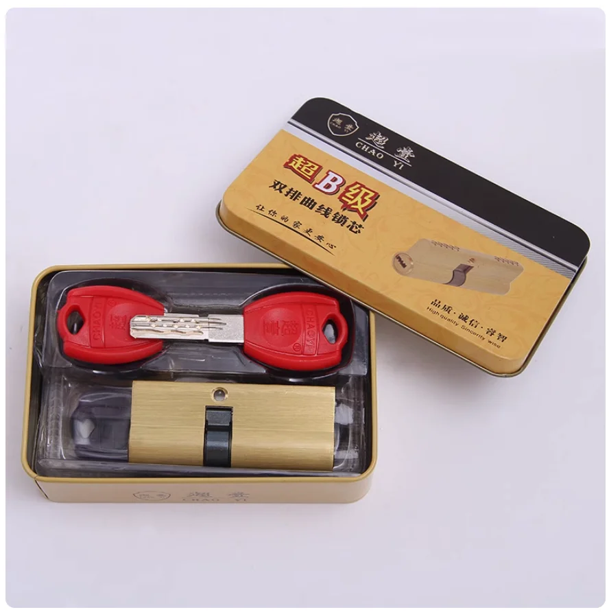 Double Pin  Secure Door Cylinder Serpentine Groove Biased Lock 65 75 85 95 110mm Cylinder AB Key Entrance Brass Door Lock