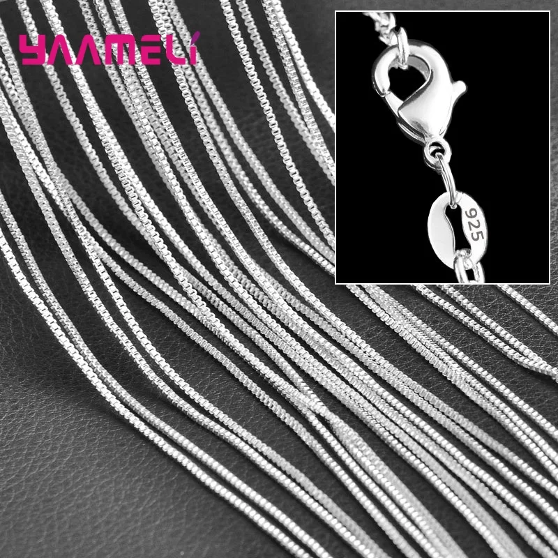 

925 Sterling Silver Chains Necklace for Women Men 5Pcs 16-30 Inches 1.5MM Box Chain Jewelry Components Making Accessories