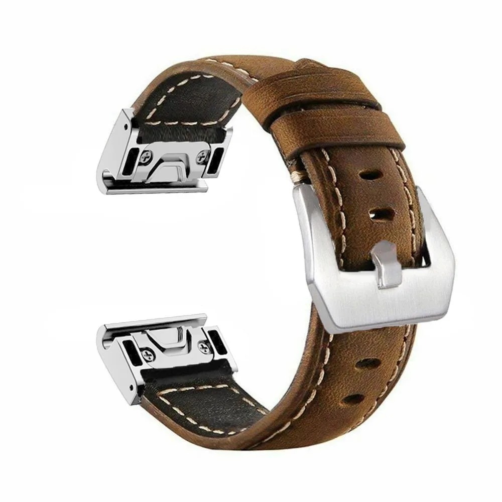 QuickFit 26 22mm Leather SmartWatch Band Straps For Garmin Fenix E 8 51mm 7 7X 6 6X Pro 5 5XPlus Epix Strap Replacement Bracelet