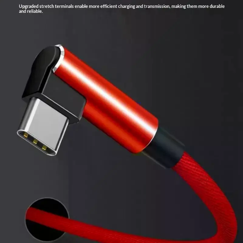 1 Uds USB-A a TYPE-C datos de codo 480Mbps 1/1, 5/2 metros PD 60W 6A Cable de carga rápida para accesorios de teléfono