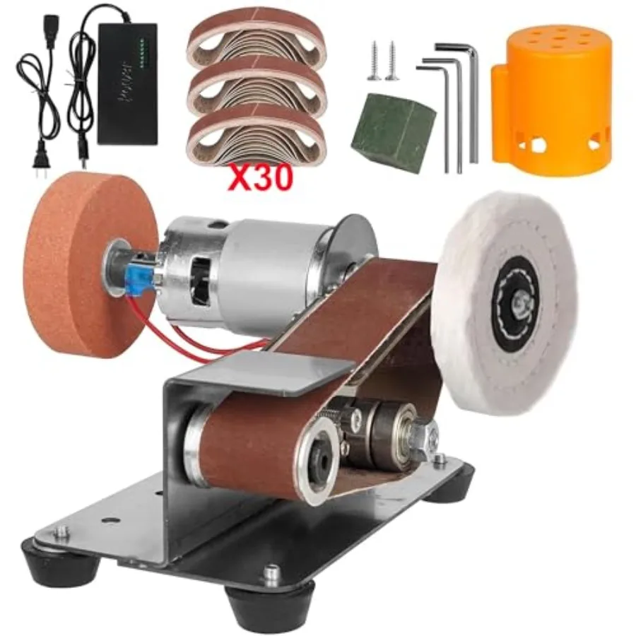 

Mini Belt Sander 15 Degree Electric Belt Sander 7 Adjustable Speed Mini Bench Belt Grinder for Metal Working Knife Makin