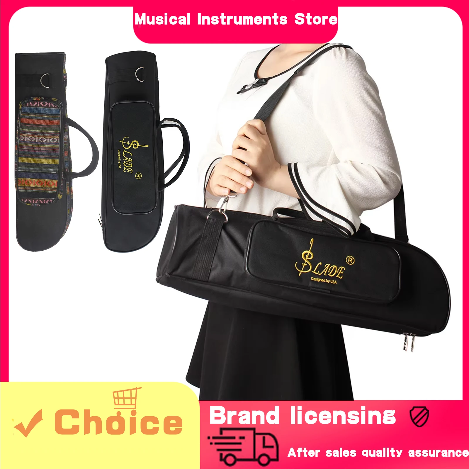 

IRIN Trumpet Bag Oxford Cloth Handbag Cotton Bag Ethnic Style Trumpet Bag Large Side Pocket Shoulder Wind Instrument Accessories