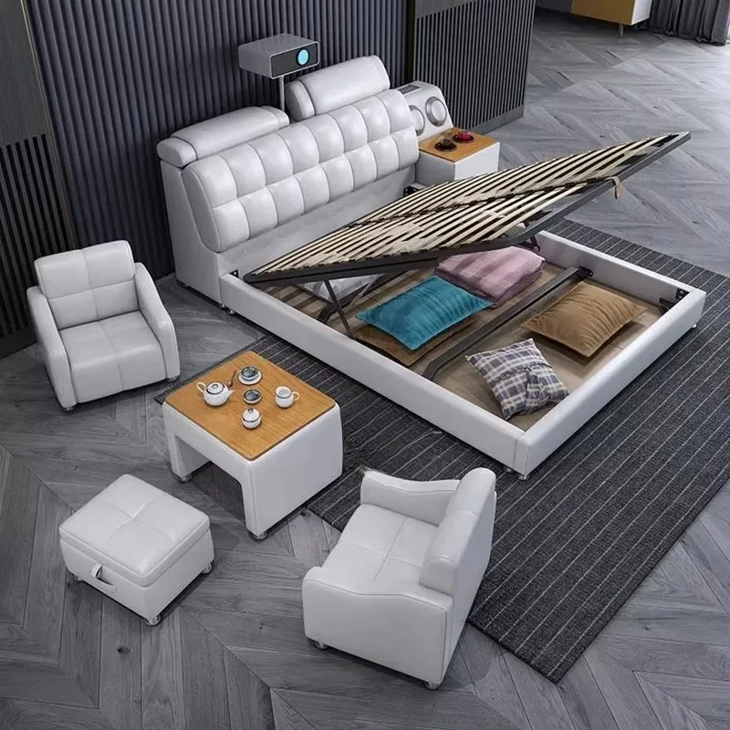 

Kids European Double Bed Queen Modern Whitr King Size Frame Double Bed Headboard Modern Cama Matrimonio Bedroom Furniture