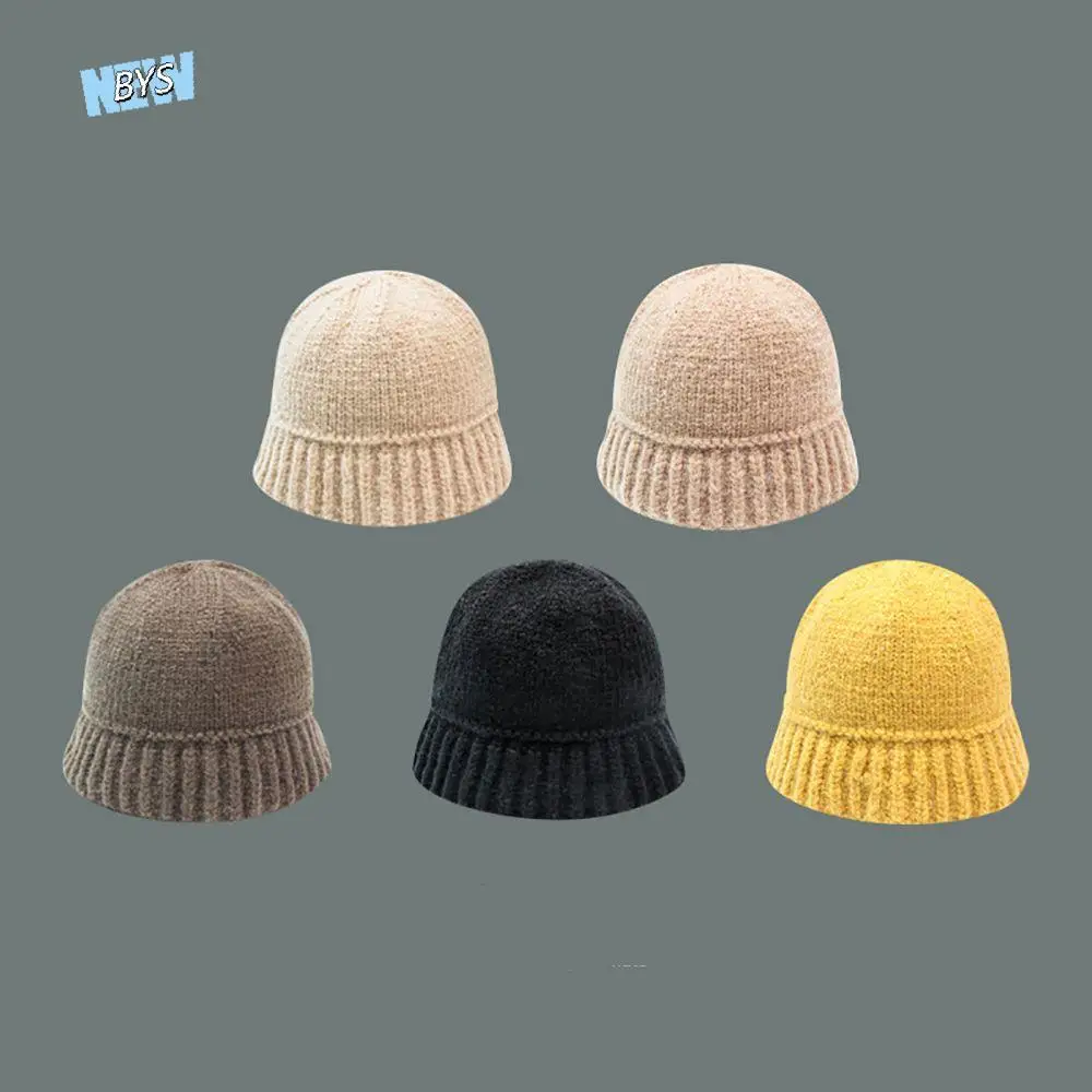 

Gift Women Polyester Dome Panama Cap Cotton Fisherman Bucket Hat Korean Style Cap Knitting Wool Cap Autumn Winter Hat