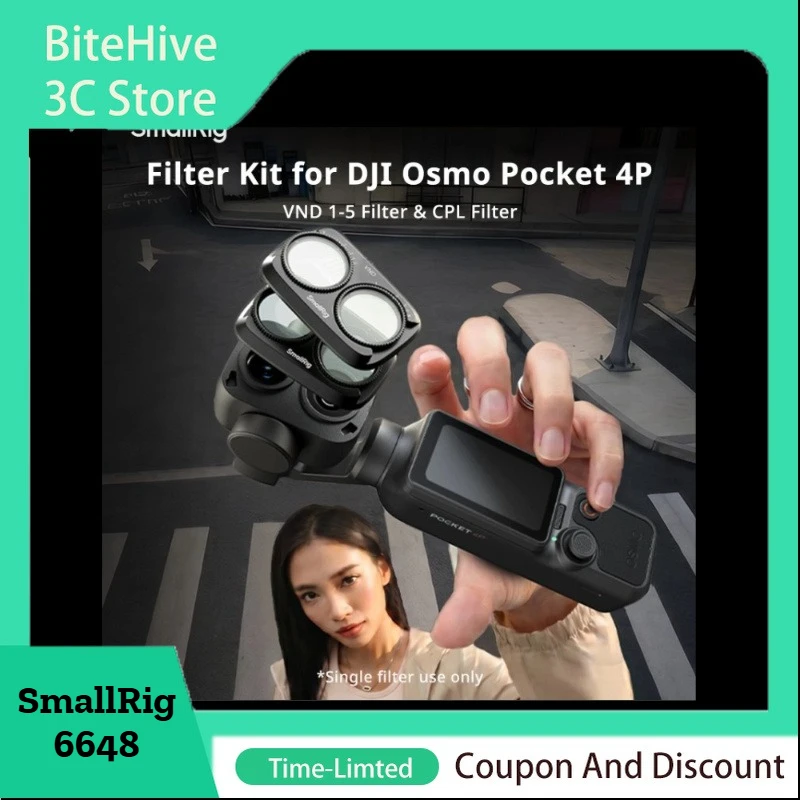 SmallRig 6648 Filter Kit for DJI Osmo Pocket 4P Glass with VND1-5 / CPL Filter Helps Reduce Light Evenly Minimize Color Shift