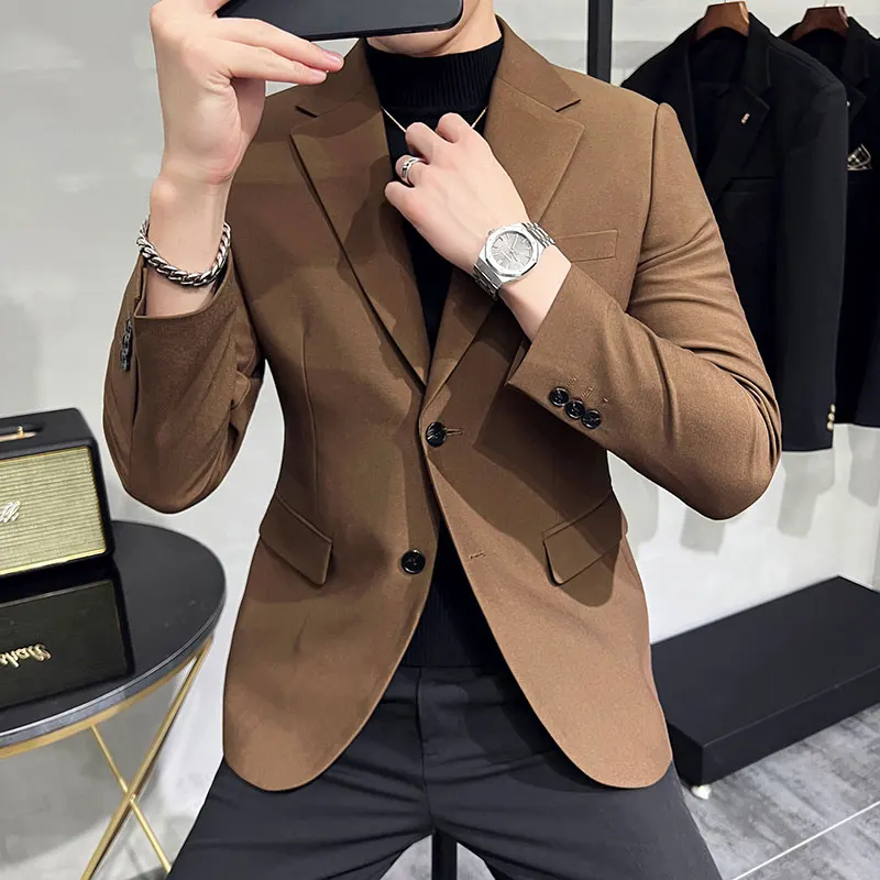 2023 Brand Clothing Men Spring High Quality Casual Business Suit Male Slim Fit Fashion Groom Tuxedo/Man Solid Color Dress Blazer