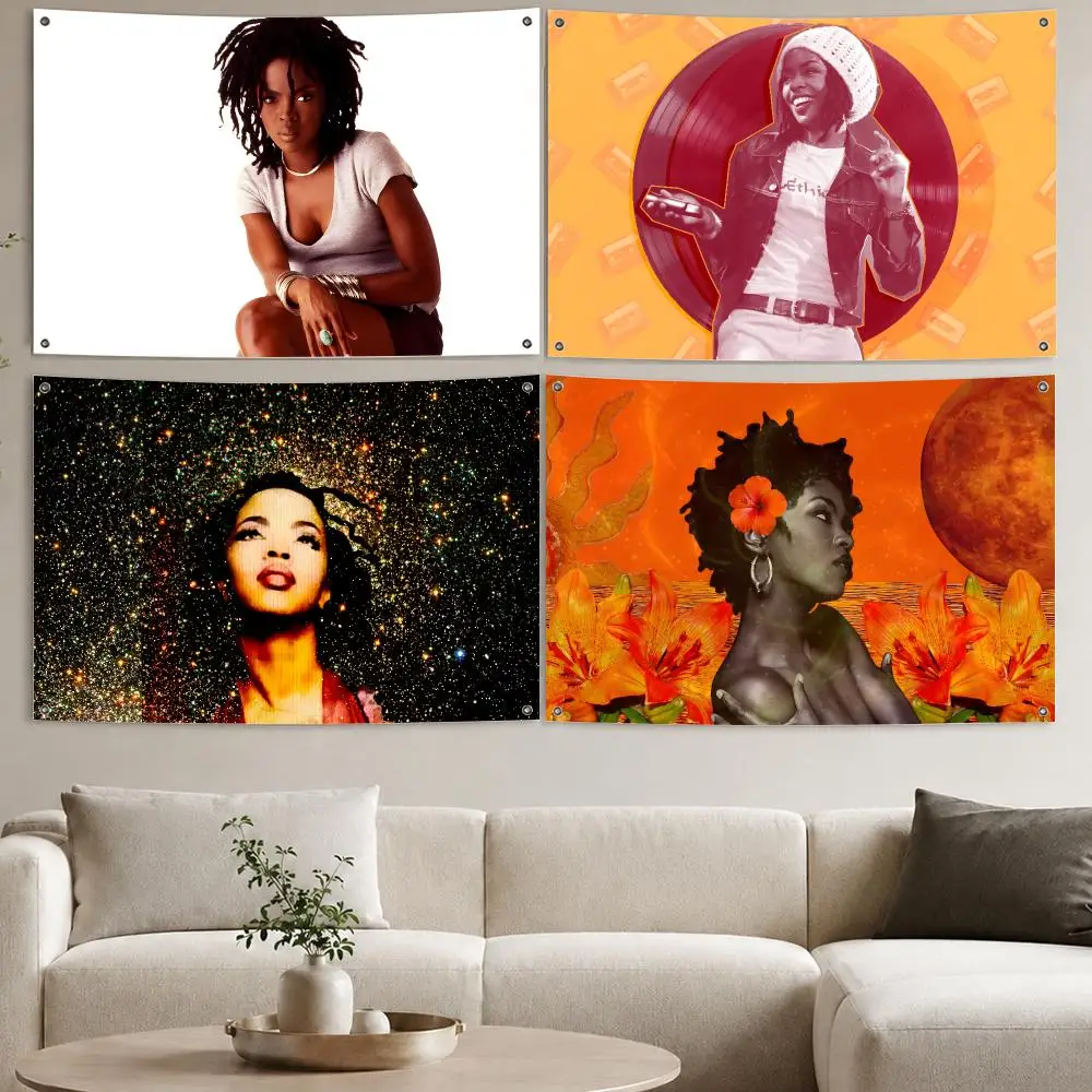 Ms L-Lauryn Hill Rapper Album Flags Aesthetic Wall Tapestry Printed Wall Hanging Living Room Party Outdoor Decor