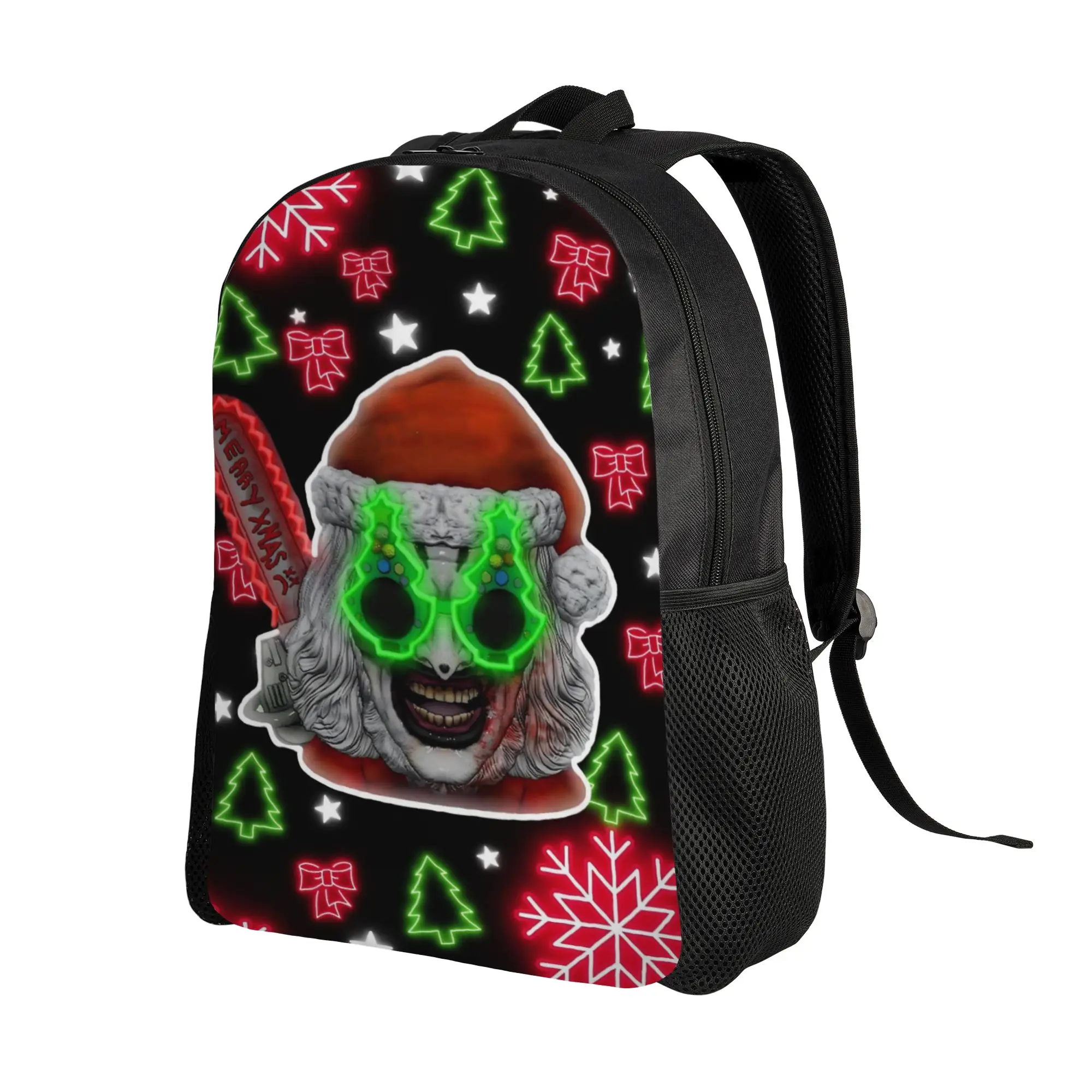 Terrifier Christmas Backpack for Men Women Cool Student Hiking Travel Daypack Horror Movie Laptop Shoulder Bag Durable