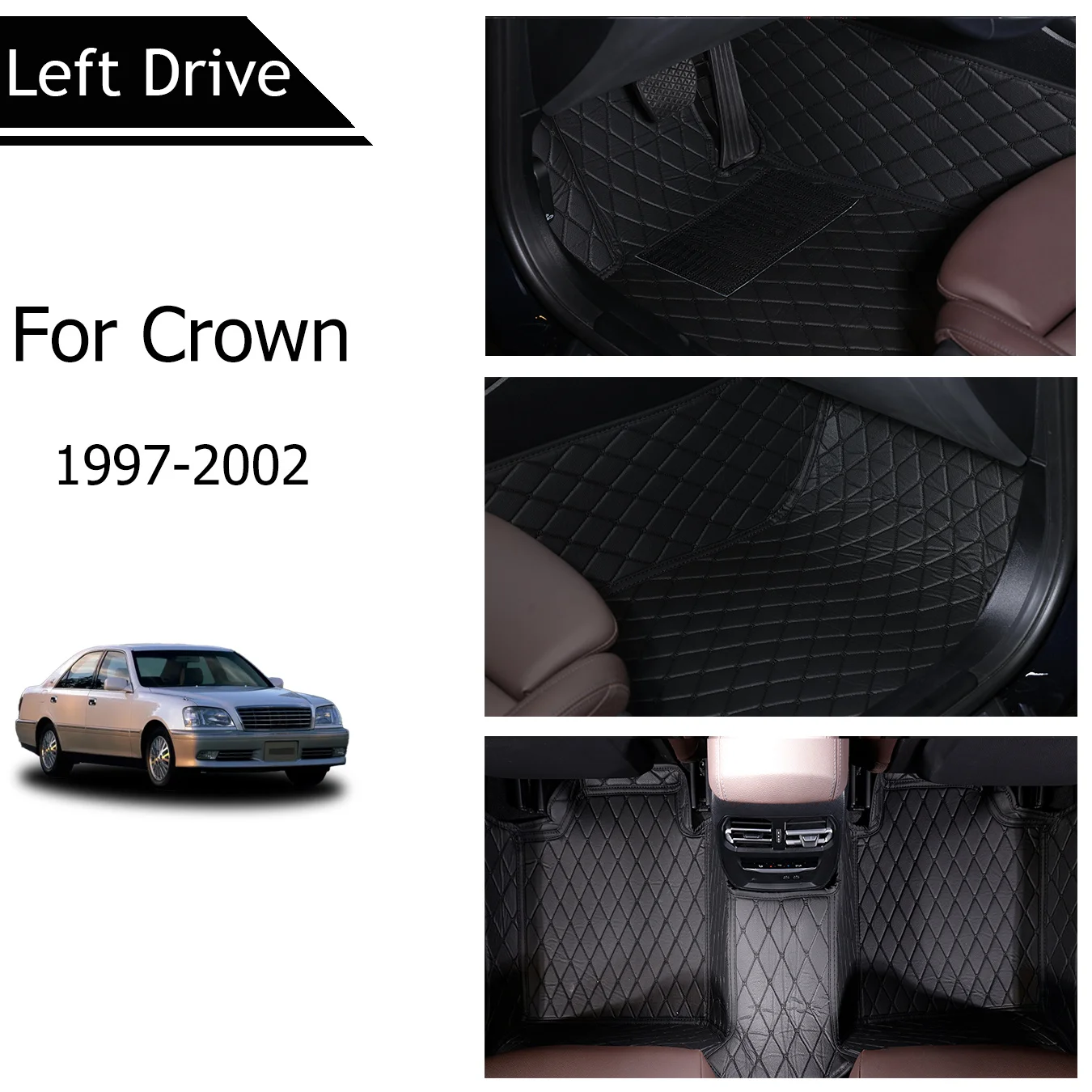 [LHD] For Toyota For Crown 1997-2002 Three Layer PU Leather Stereo Full Cover Anti-Slip Car Mat