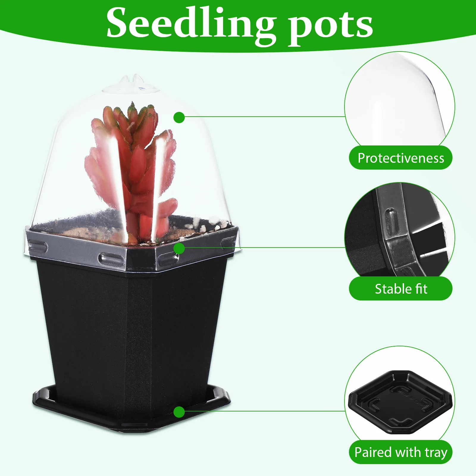 

5 pcs Small Flower Nursery Pots Thickened Square Planting Pots Indoor Seedling Starter With Humidity Domes For Garden Plants