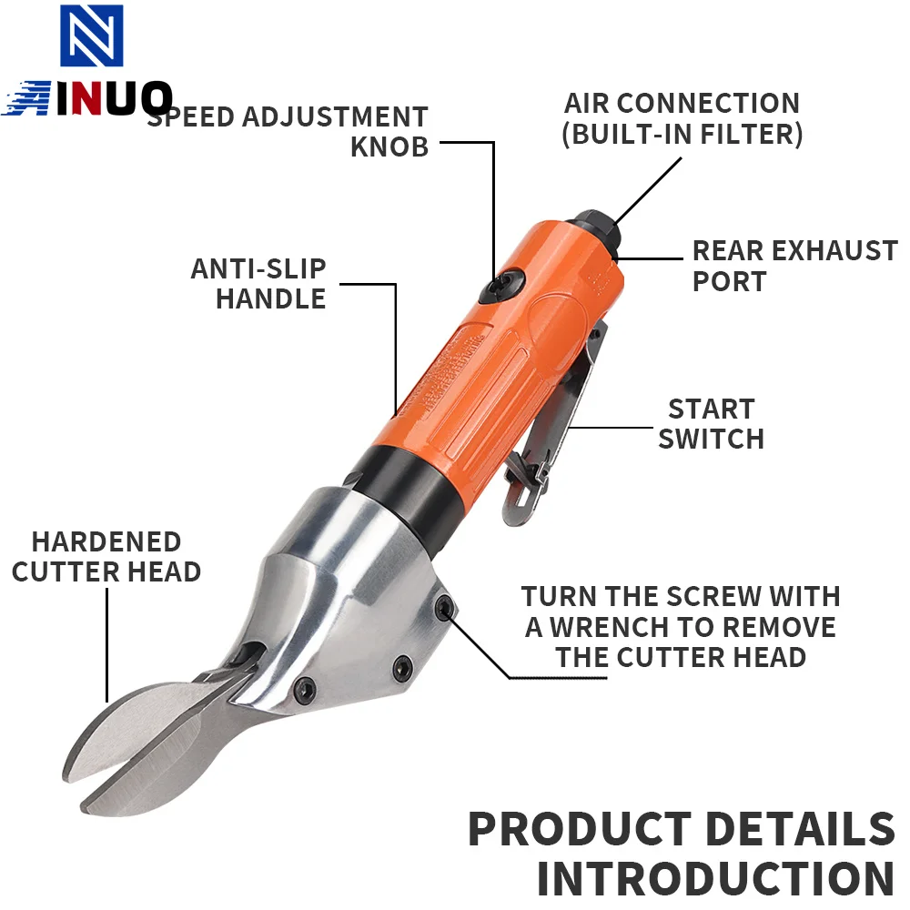 2500rpm Pneumatic Shears Air Straight Scissors Shear Tin Snip Pneumatic Metal Cutting Tool for Iron Copper Cut