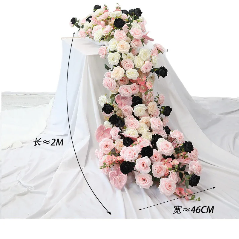 

Artificial flow er birthday waterfall table flowe r ornament hotel dining table flo wer row rose waterfall flower decoration