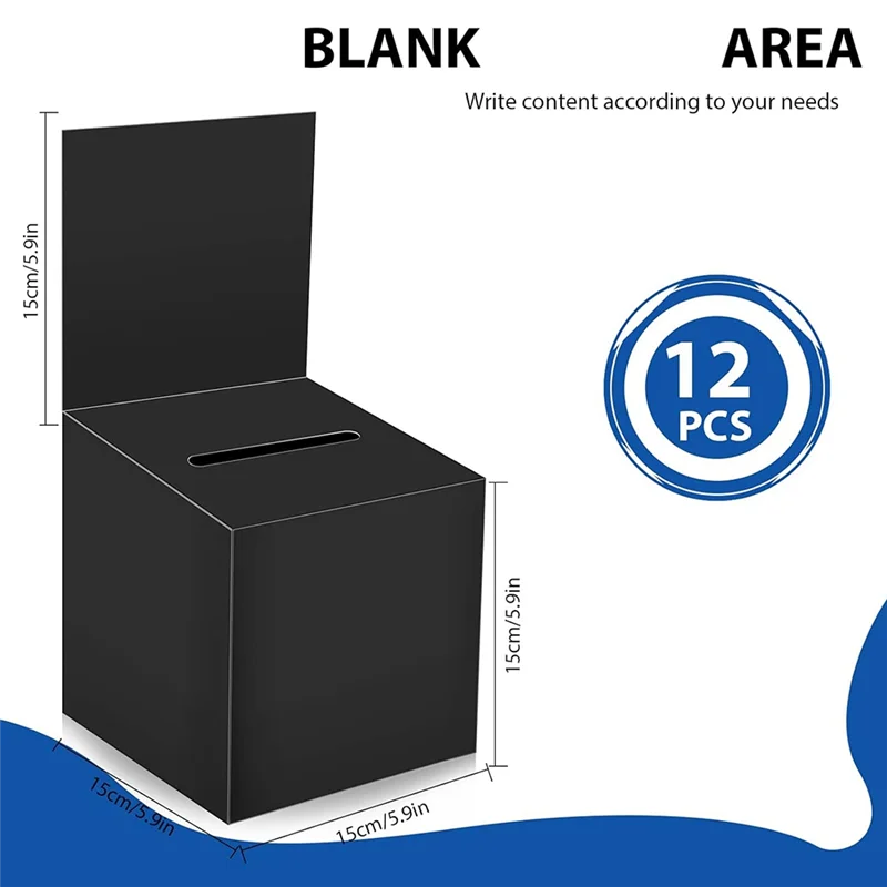 A41Z-12-Pack Raffle Box Donation Box For Fundraising, Ballot Box Cardboard Box With Ticket Slot And Removable Title Box