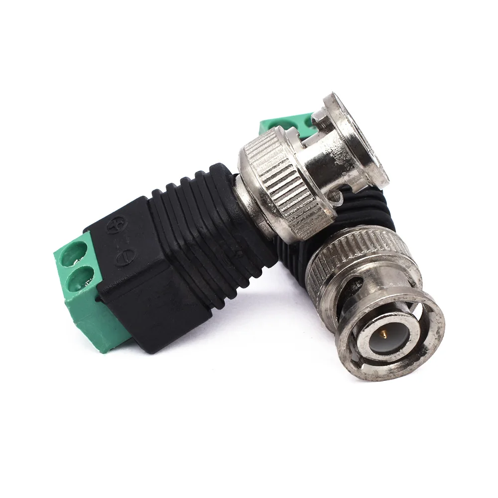 10 قطعة محول BNC ذكر Balun ، Cat5 إلى BNC & BNC إلى 2 محطات لولبية ، محول مراقبة CCTV جودة عالية لأنظمة الفيديو